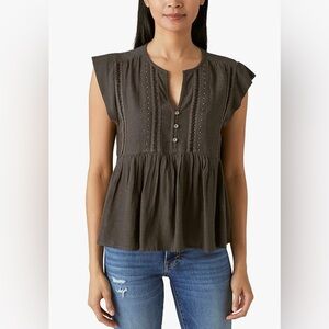 Lucky Brand Women's Studded‎ Babydoll Top size XL